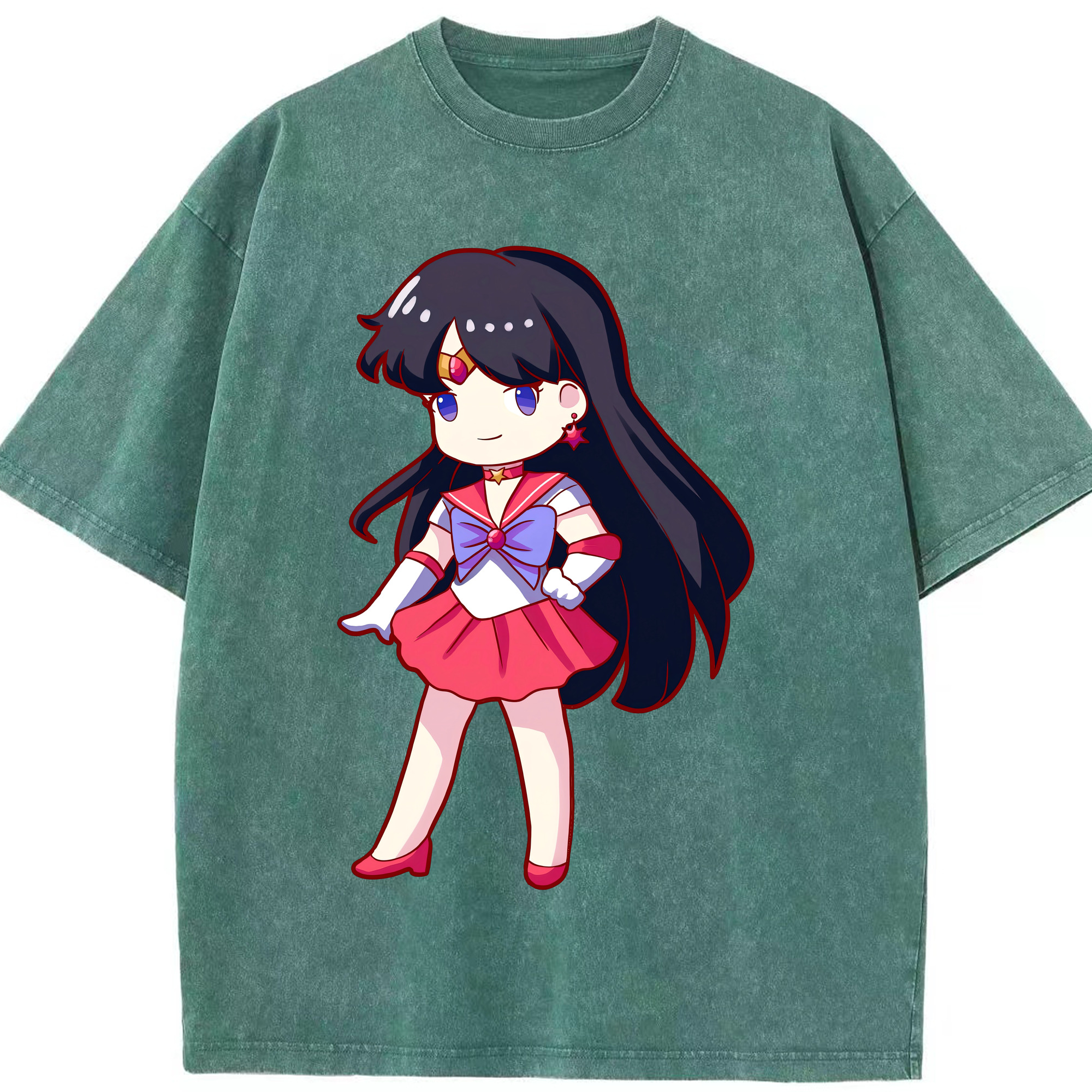 （画像用） 美少女戦士セーラームーン 火野レイ ひの レイ Sailor Moon Hino Rei （セーラーマーズ,Sailor Mars） 綿100% ヴィンテージ風 半袖Tシャツ（フロントプリント）